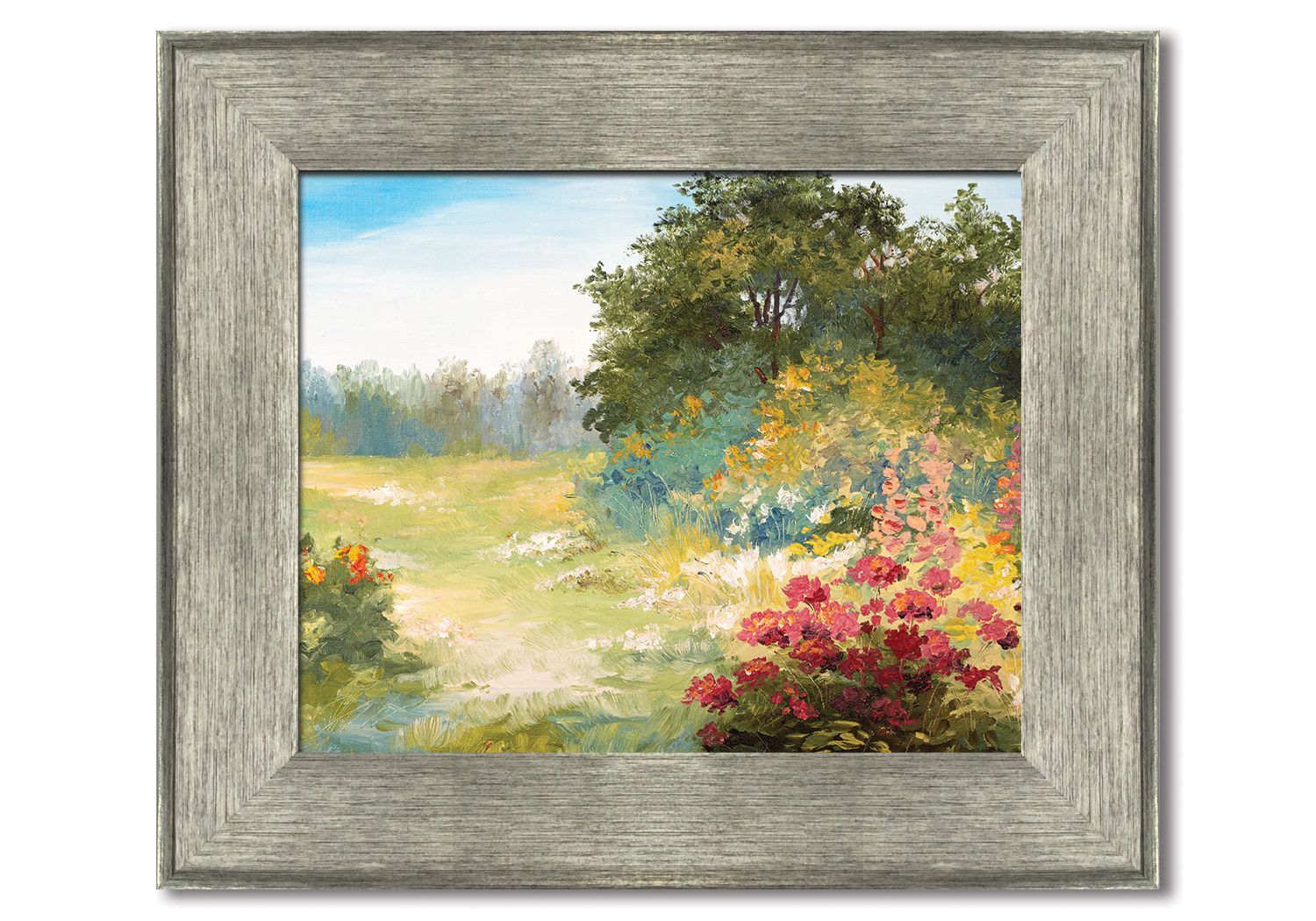 silver gray wood look framed print